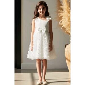 White Tulle Overlay Easter Pagent Church Party Butterfly Dress Size 3T